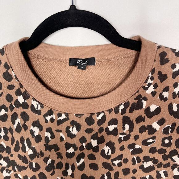 Rails Small Tan Black Reeves Mountain Leopard Sweatshirt Pullover Cotton Animal - Picture 3 of 10